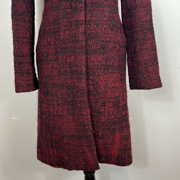 Lilah Rose Red & Black Wool Weaved Coat with Attached Scarf  & Silk Lining. - Picture 9 of 17